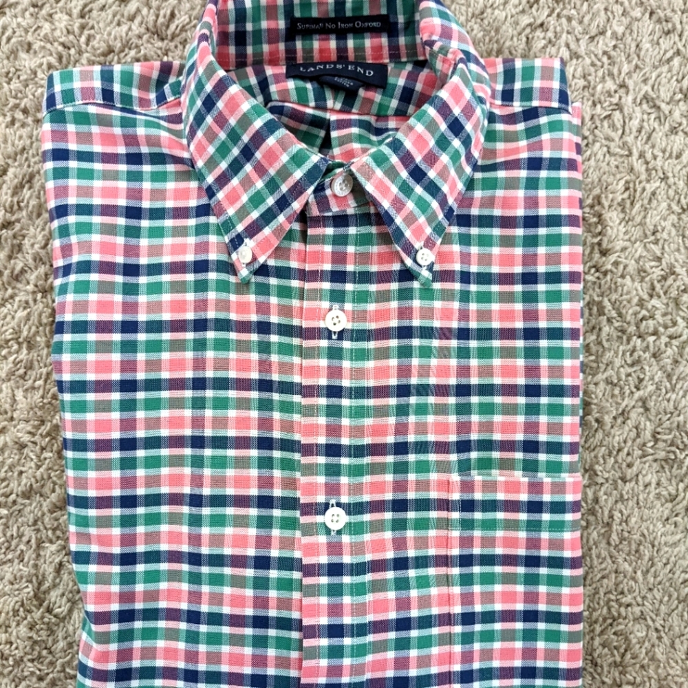 Lands' End Supima No Iron Oxford Tailored Fit Shirt 15.5 x 34